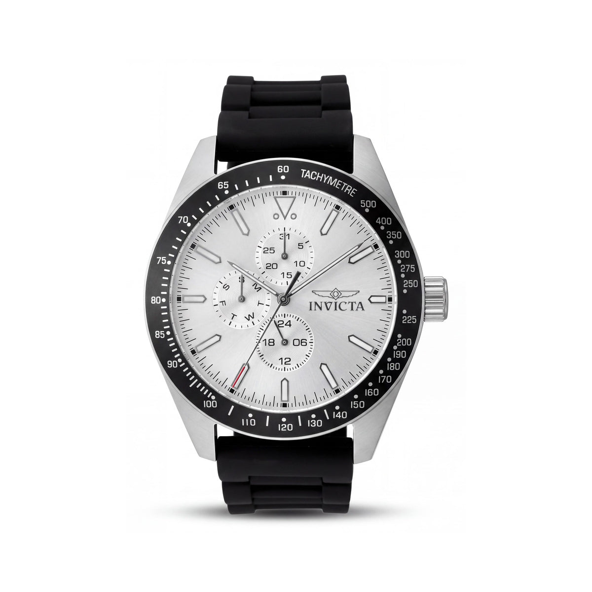 Reloj Invicta Aviator 48855 unisex de cuarzo, acero inoxidable, 45 mm, esfera plateada, correa de silicona, 10 ATM WR, 24 horas, Photo 1