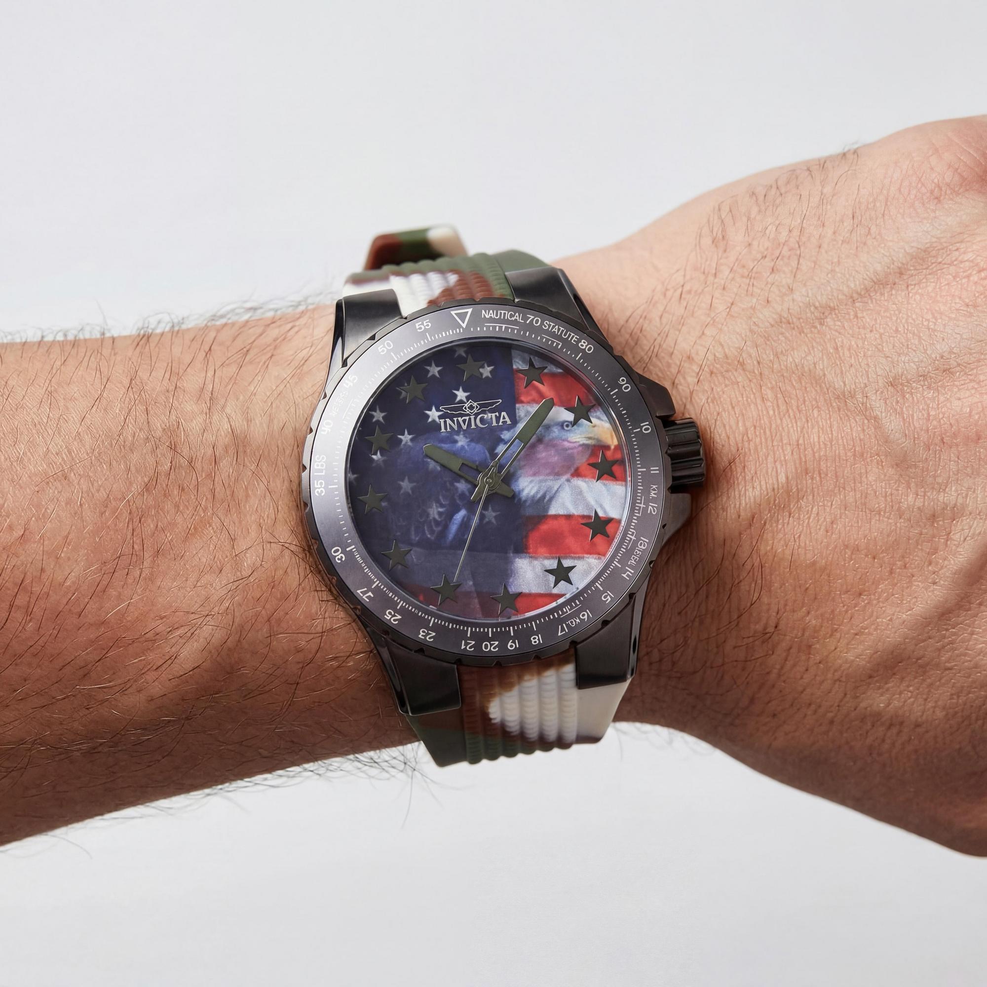 Reloj Invicta Aviator 48956 unisex, esfera roja de acero inoxidable 50 mm, Photo 3