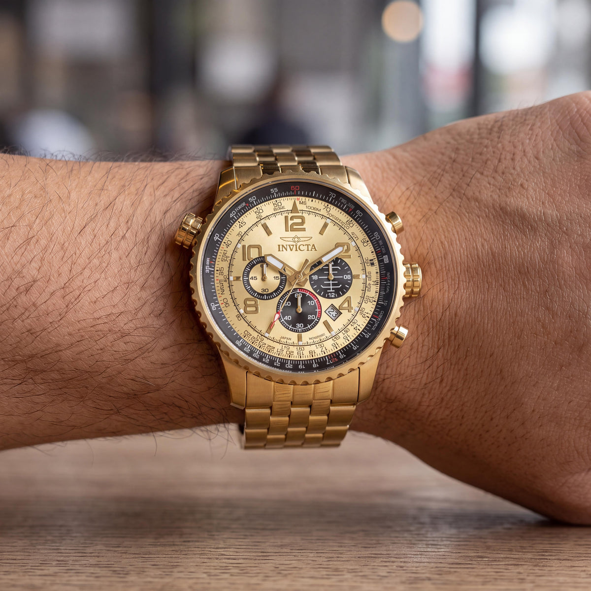 Reloj unisex Invicta Aviator 49081, dorado, 49 mm, Photo 4