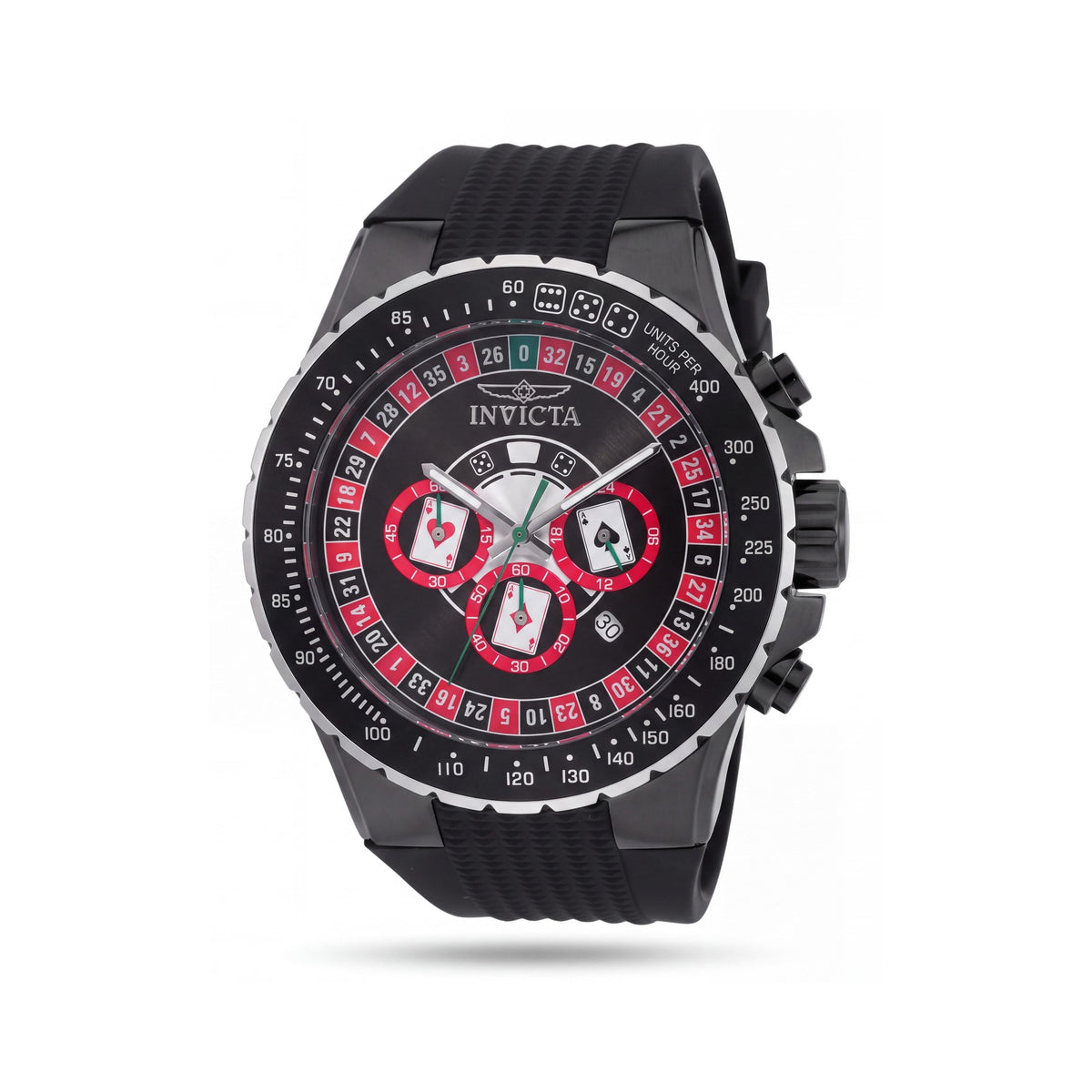 Reloj Invicta Aviator 49849 Unisex con esfera roja, 50 mm, acero inoxidable, cuarzo, resistente al agua, correa de silicona, Photo 1