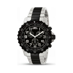 Invicta Chronograph Two-Tone Silver and Black Dial Stainless Steel Men Watch, 45mm