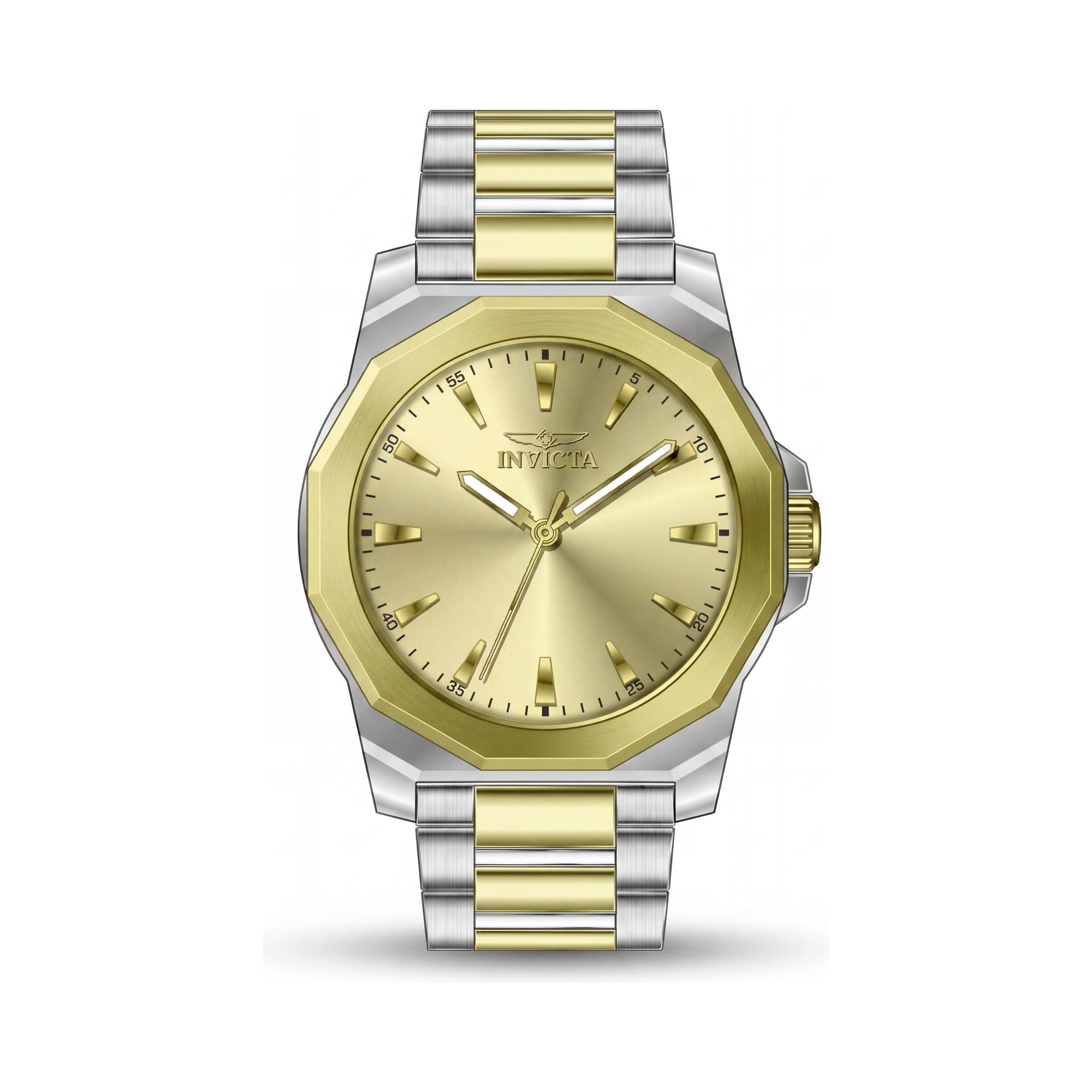 Invicta Fashionable Men's Watch, Gold Dial Stainless Steel 42mm, Photo 1