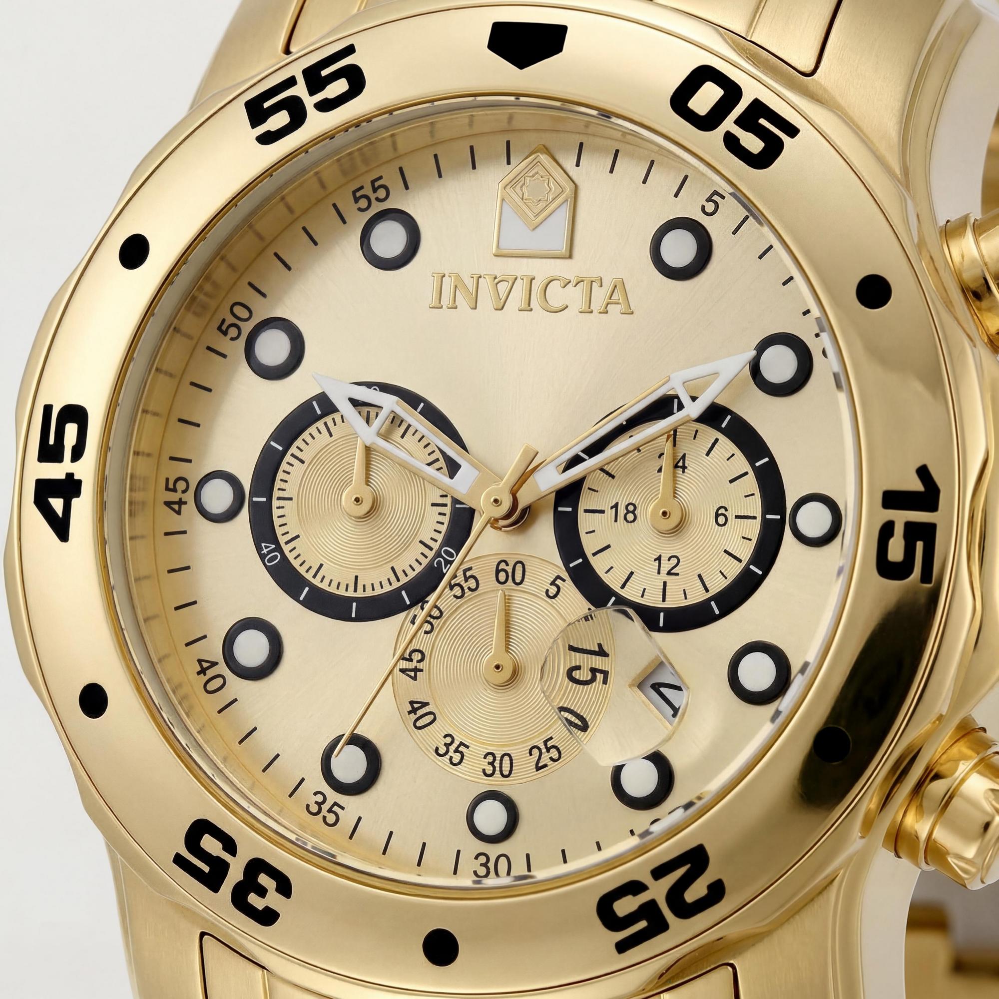 Invicta Unisex Chronograph Watch, Gold Dial Stainless Steel, Photo 2