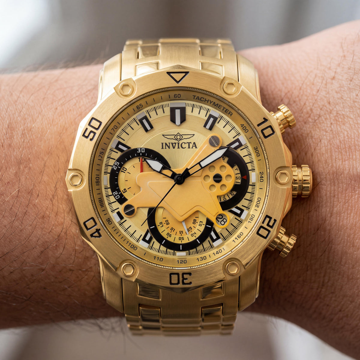 Reloj Invicta Pro Diver 22761 Unisex con Cronógrafo Dorado, 50mm, Photo 4