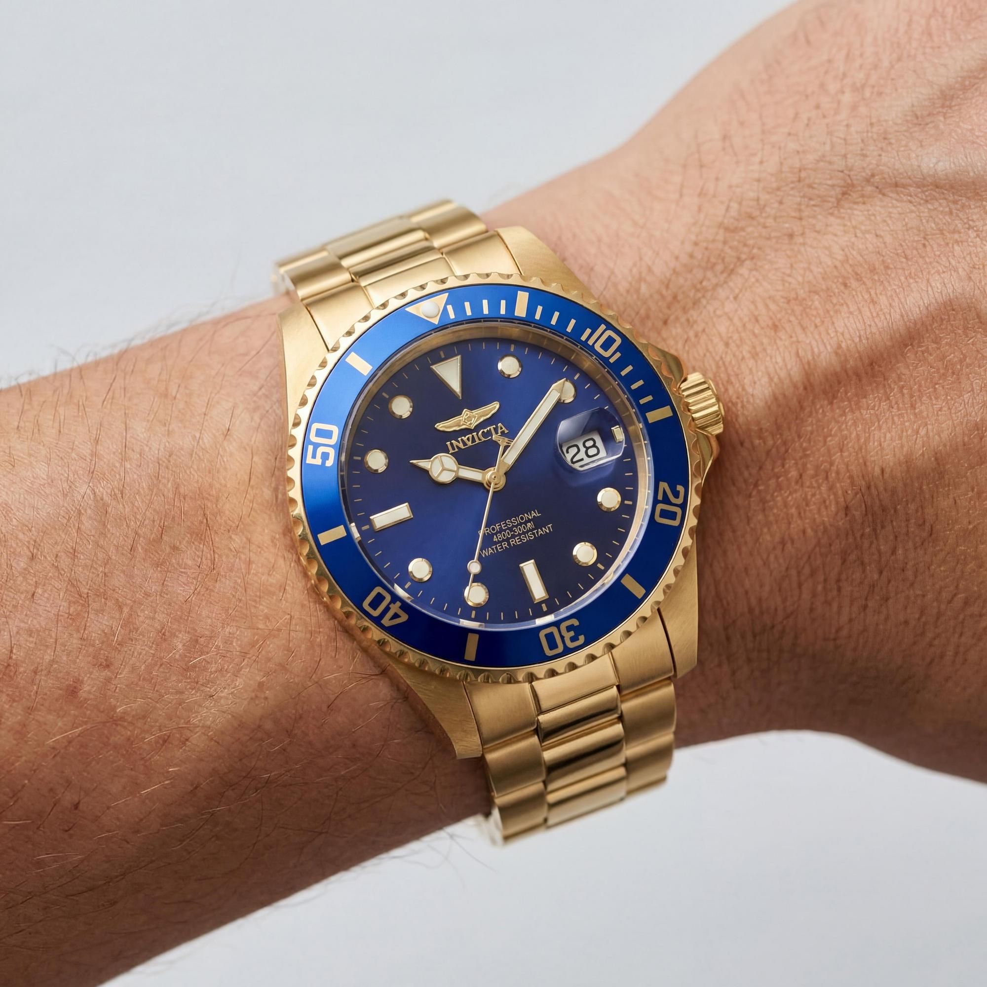 Invicta Pro Diver 33270 Reloj de Hombre, Esfera Dorada Acero Inoxidable 42mm, Photo 3