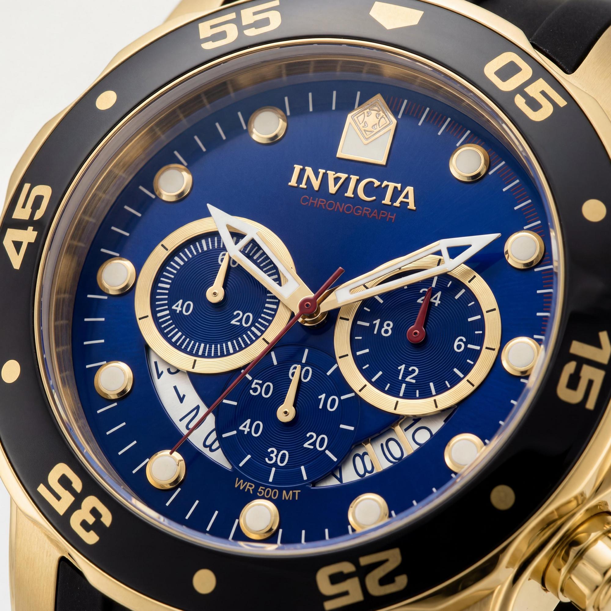 Invicta Pro Diver 37229 Reloj cronógrafo para hombre, esfera dorada de acero de 48 mm, Photo 2