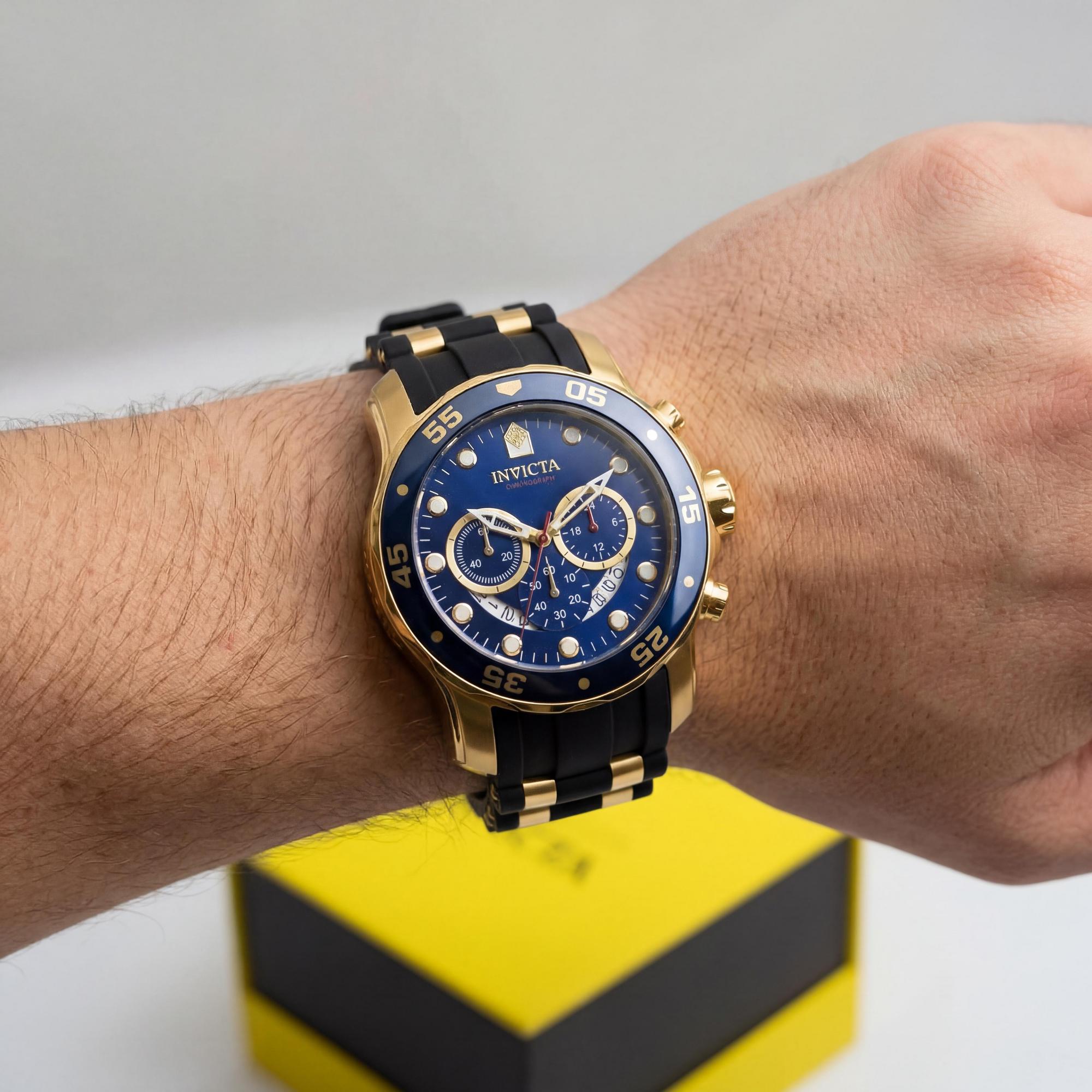 Invicta Pro Diver 37229 Reloj cronógrafo para hombre, esfera dorada de acero de 48 mm, Photo 3
