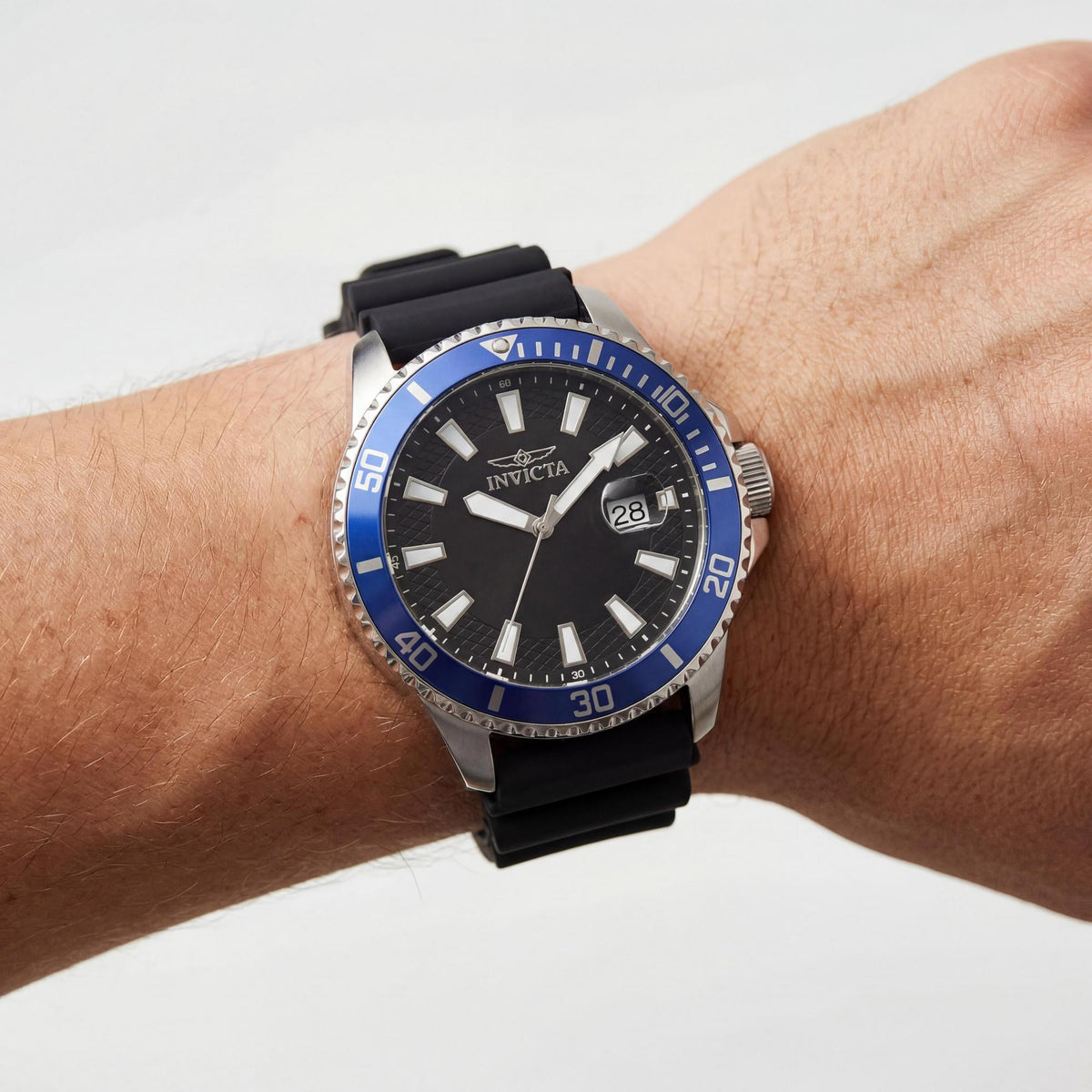 Reloj Invicta Pro Diver IN-46130-AMZUK para hombre, de acero inoxidable plateado, esfera negra, cuarzo, resistente al agua hasta 5 bares, 45 mm, Photo 3