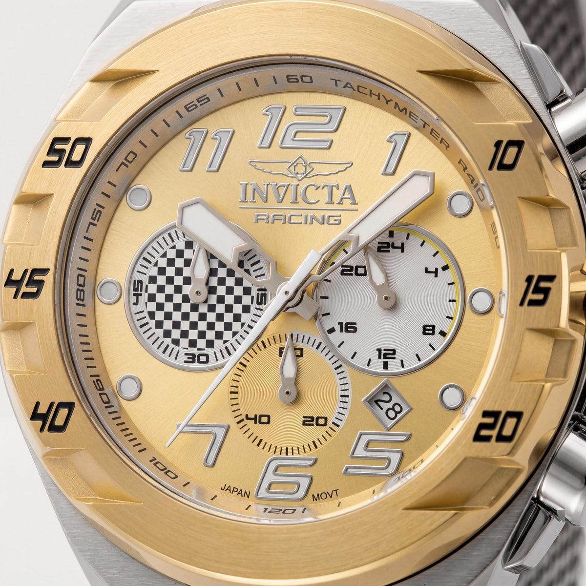 Reloj de cuarzo Invicta Racing 47204 para hombre, de 48 mm, con pulsera de acero inoxidable y esfera dorada., Photo 2