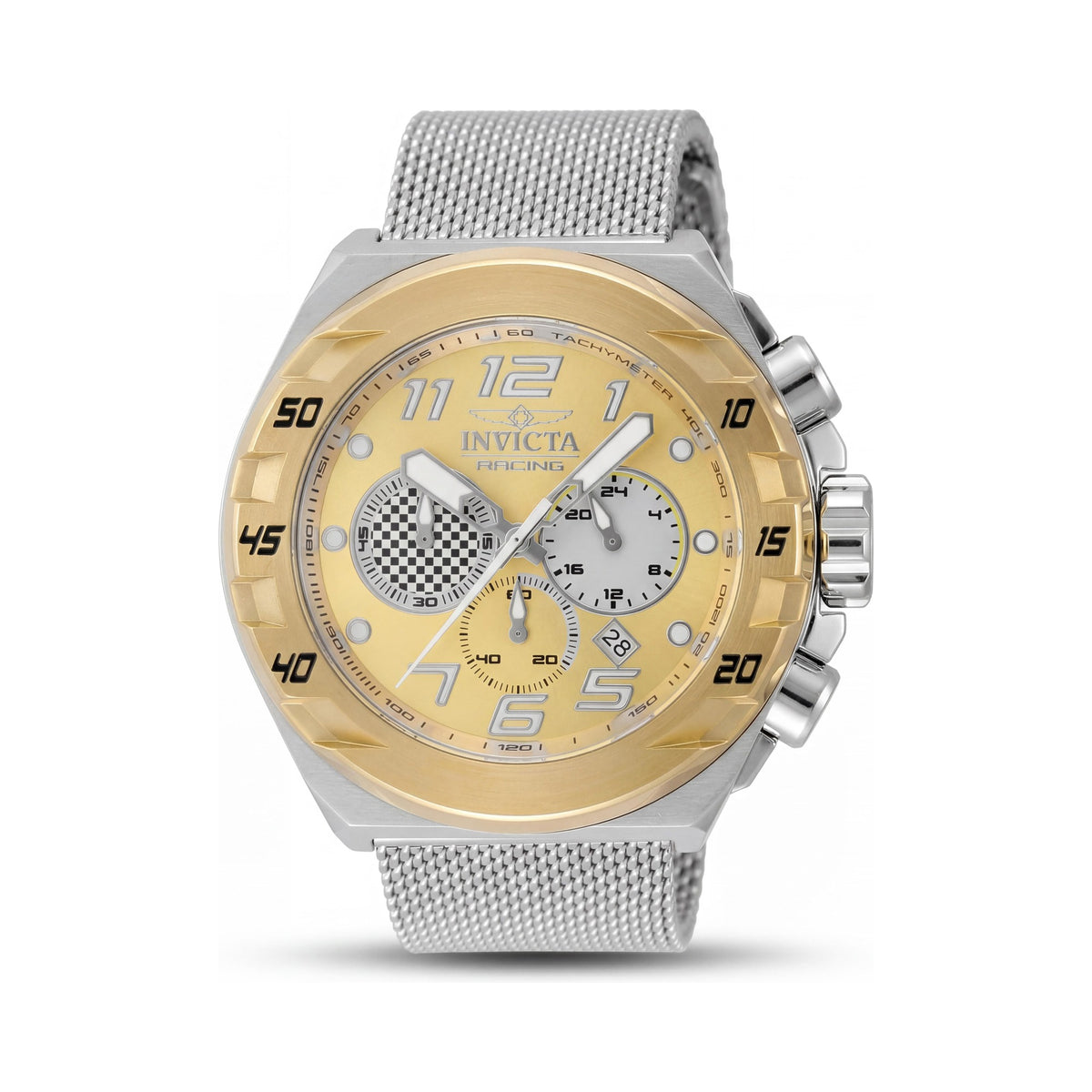 Reloj de cuarzo Invicta Racing 47204 para hombre, de 48 mm, con pulsera de acero inoxidable y esfera dorada., Photo 1