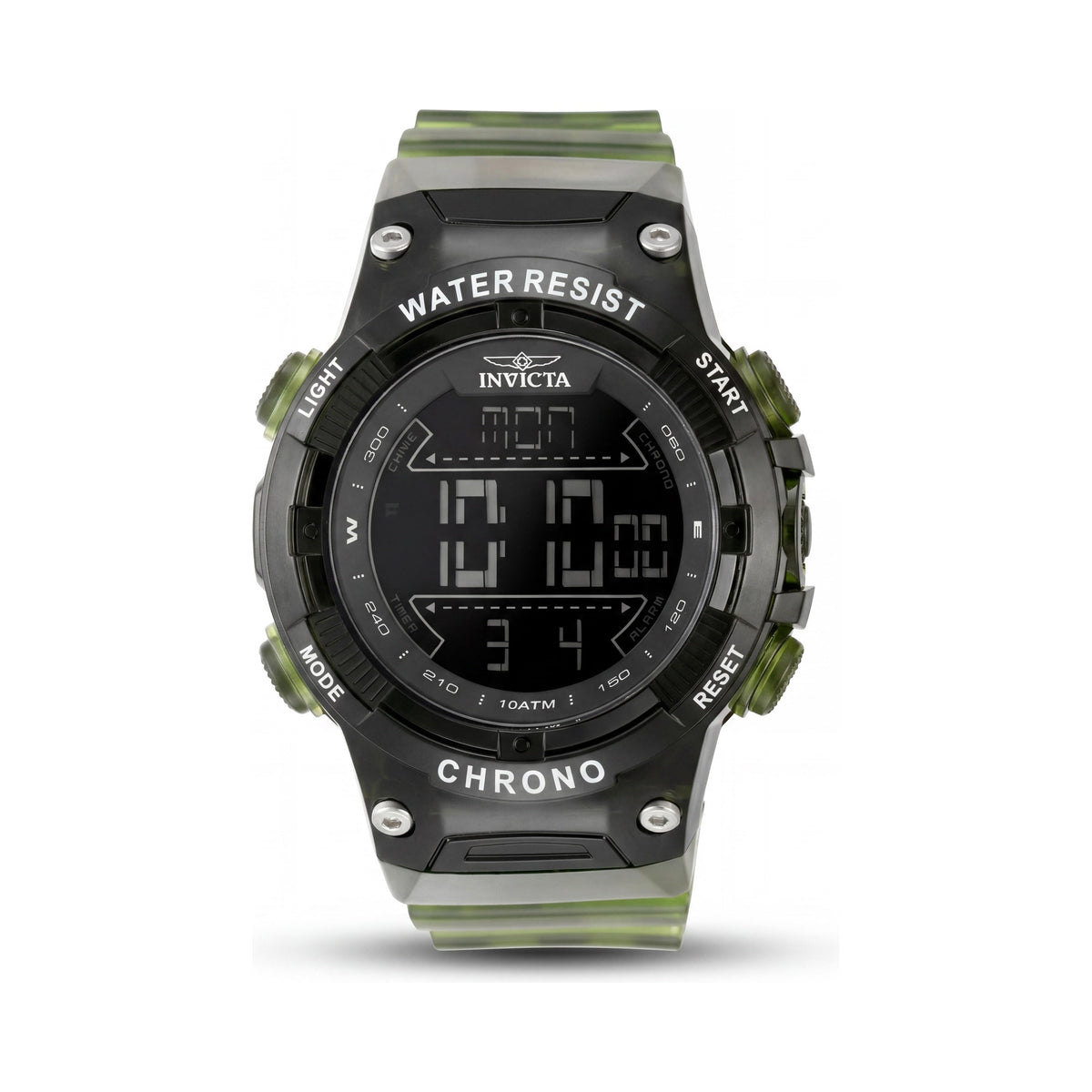Reloj de cuarzo unisex Invicta Racing 49049, caja de plástico verde, esfera negra, correa de poliuretano, resistente al agua hasta 10 ATM, 52 mm, Photo 1
