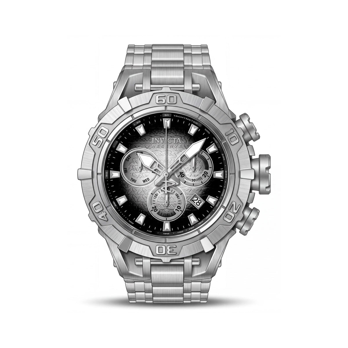 Invicta Reserve Ocean Warrior 47847 Cronógrafo Unisex Acero Inoxidable Esfera Negra Plateada Brazalete 54mm, Photo 1