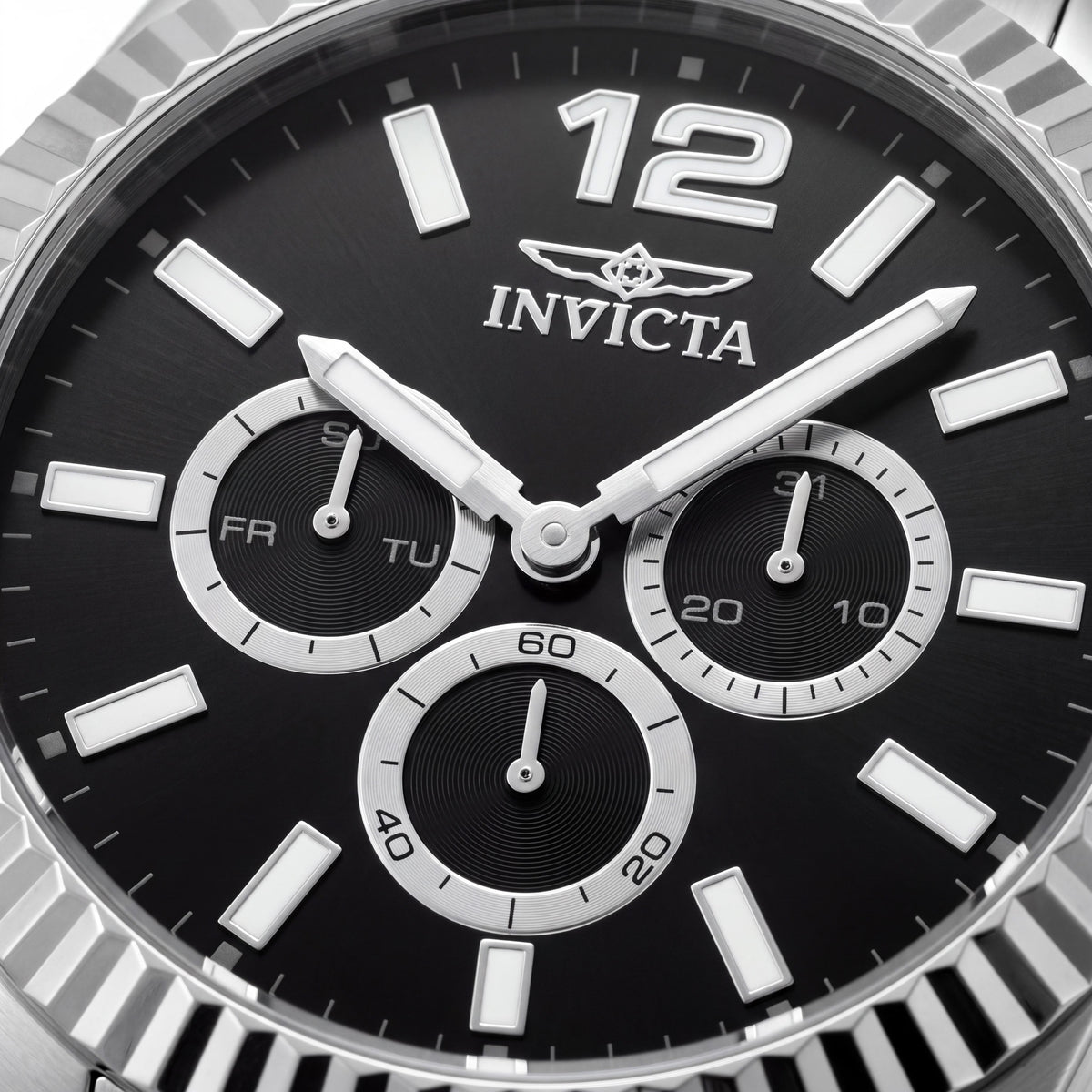 Reloj de pulsera cronógrafo de cuarzo Invicta Specialty 49511 para hombre, de acero inoxidable plateado con esfera negra, 43 mm, Photo 2