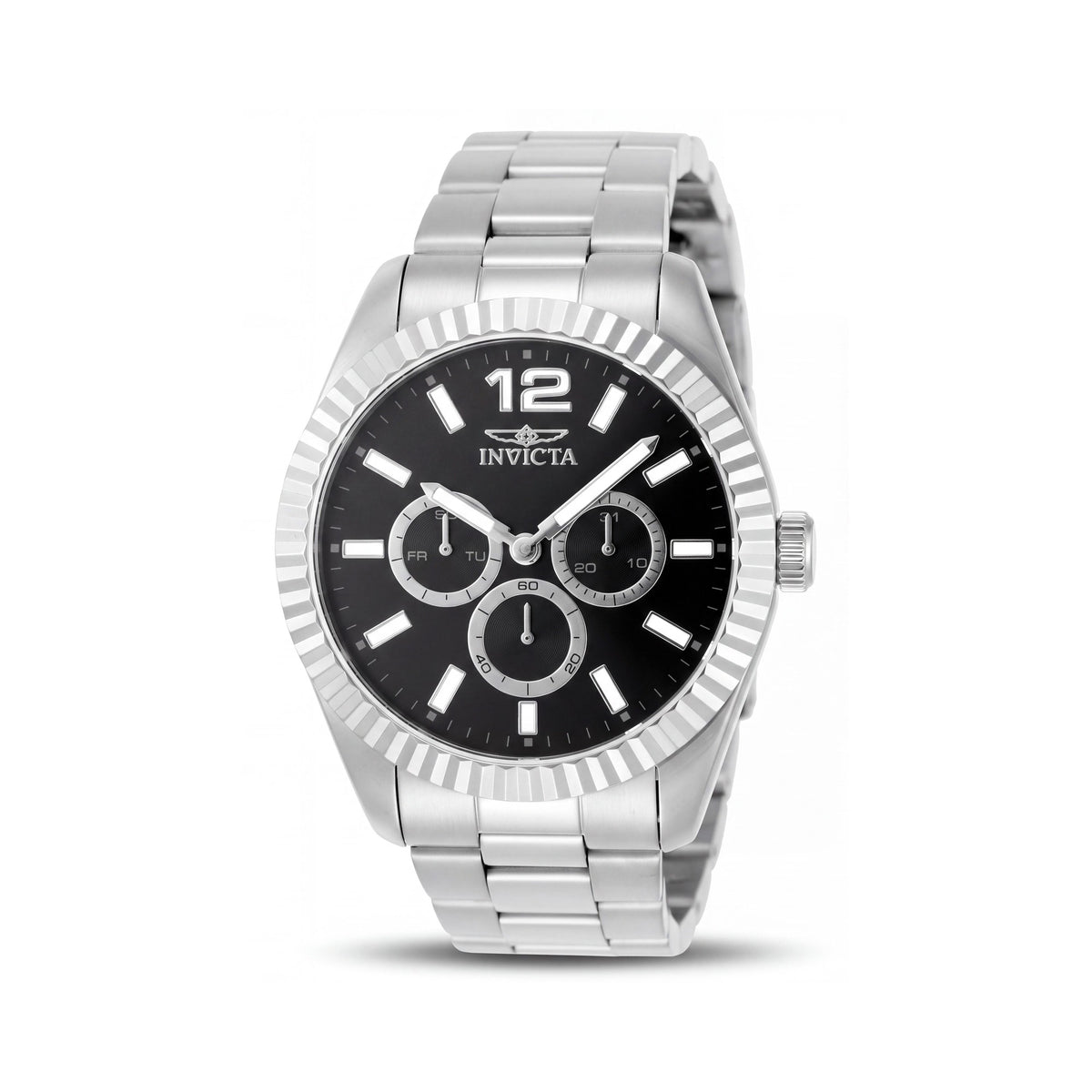 Reloj de pulsera cronógrafo de cuarzo Invicta Specialty 49511 para hombre, de acero inoxidable plateado con esfera negra, 43 mm, Photo 1