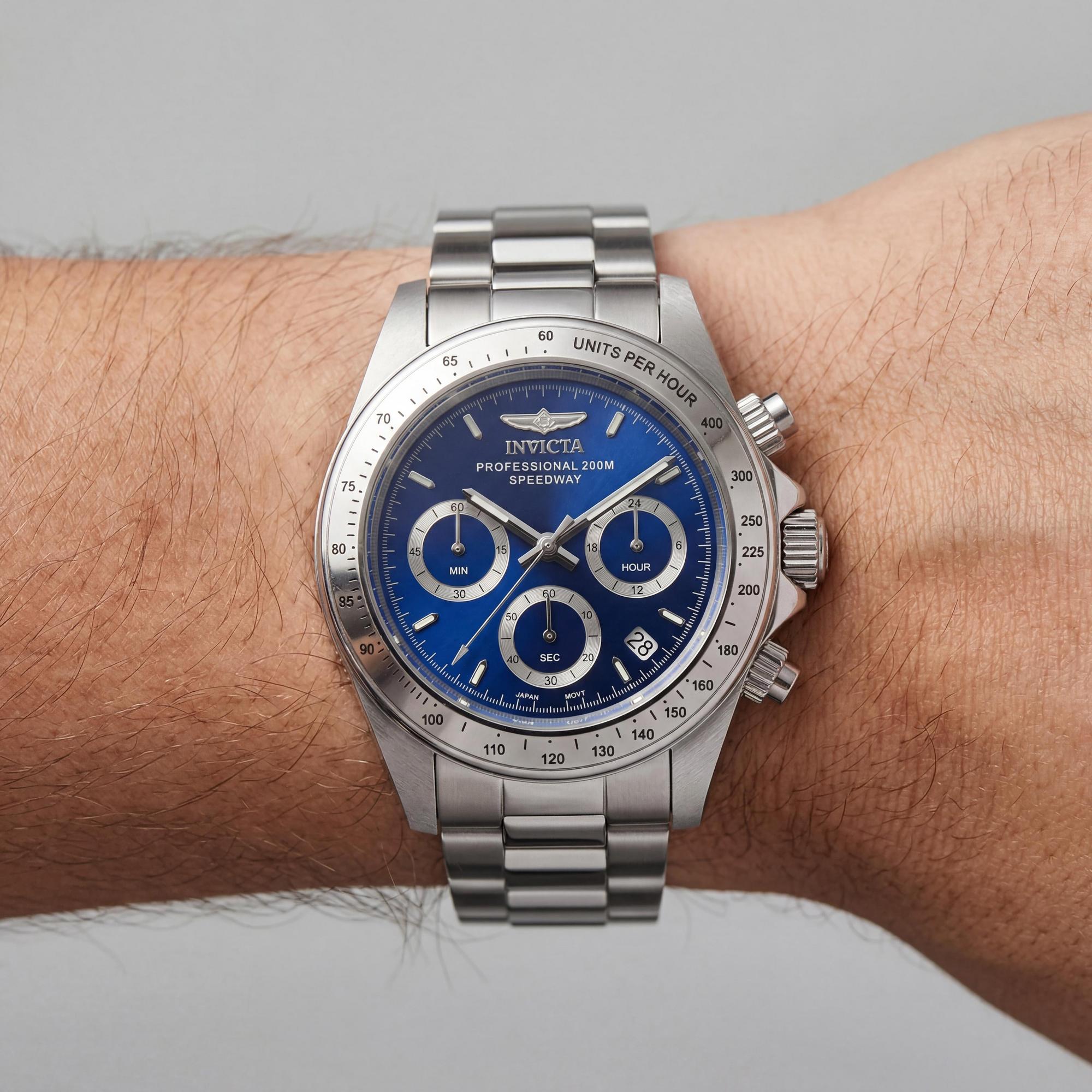 Invicta Speedway Reloj cronógrafo para hombre, esfera plateada de 40 mm, Photo 3