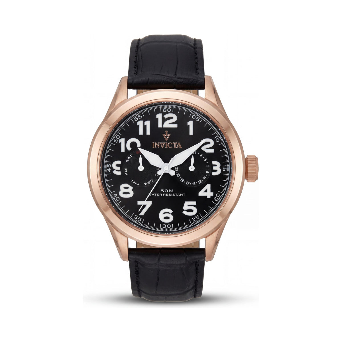 Reloj Invicta VINTAGE para hombre, resistente al agua, de acero inoxidable en tono oro rosa de 45 mm con correa de piel con relieve de cocodrilo., Photo 1