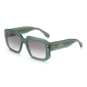Isabel Marant Classic Green Rectangle Sunglasses for Women, Green lens
