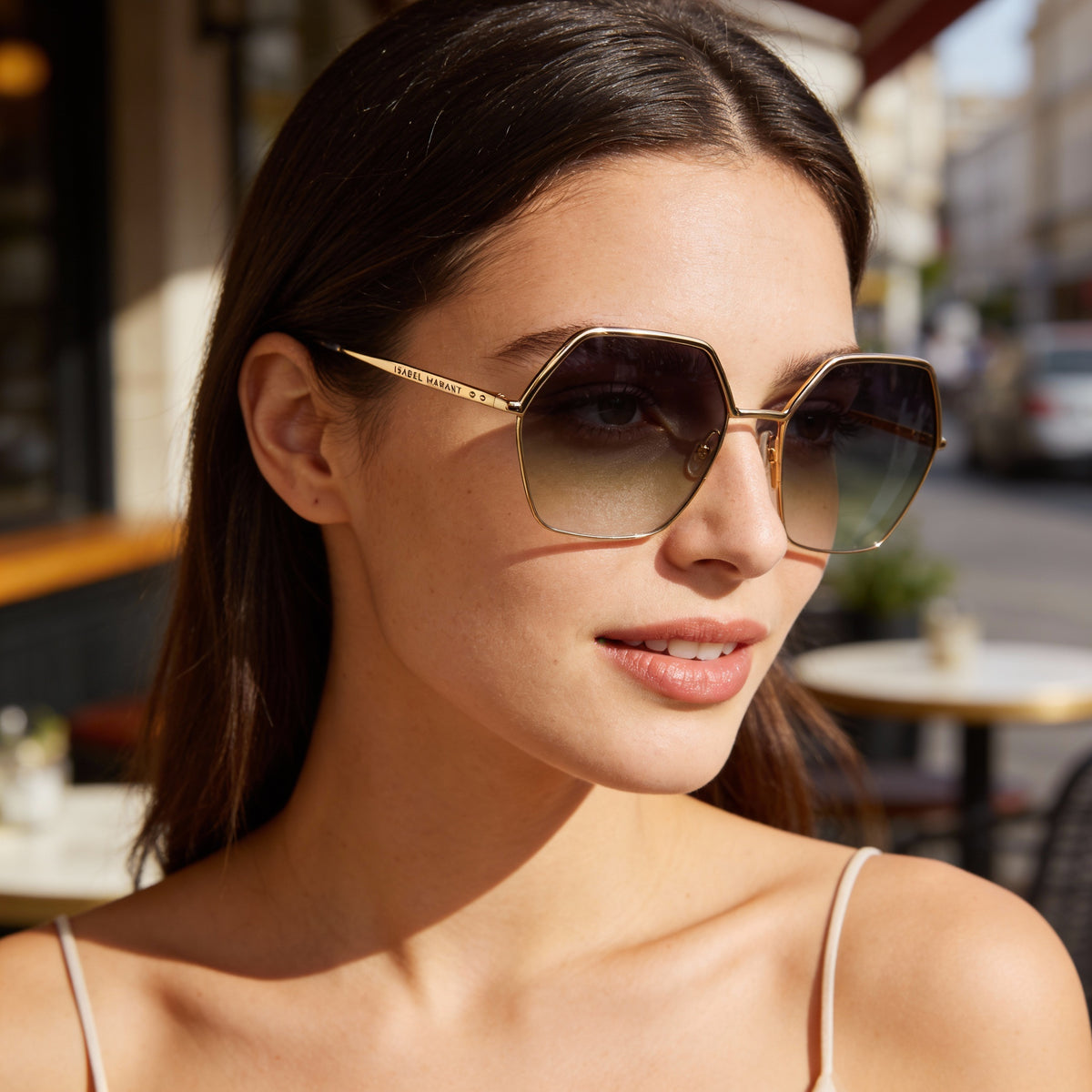 Isabel Marant Gafas de Sol Cuadradas de Mujer en Oro Rosado y Gris, 59mm, Photo 4