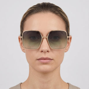 Isabel Marant Square Sunglasses Women — side view, Non-Polarized Gold Green lens