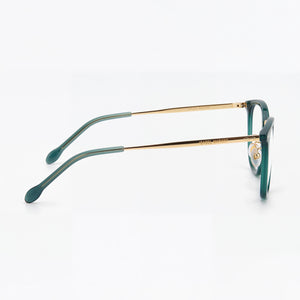 Isabel Marant Im 0045 Oval Eyeglasses Unisex — side view, Gold Green Polycarbonate temples