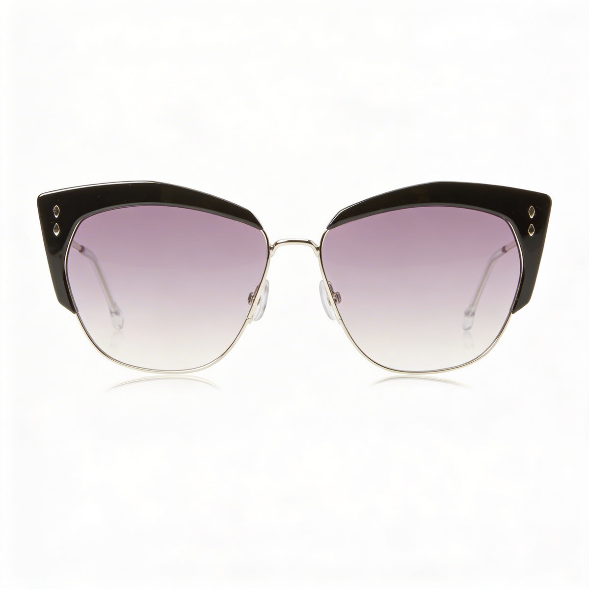 Gafas de sol informales Isabel Marant para mujer, montura metálica negra y plateada, lentes con degradado gris oscuro, 58-15-145, Photo 2