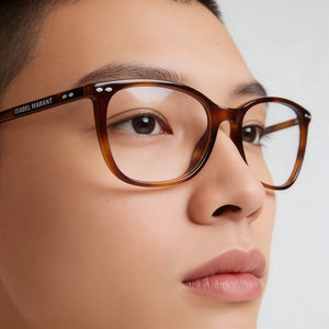 Isabel Marant In 0025 Rectangle Eyeglasses Unisex — side view, Havana Acetate temples