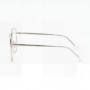 Isabel Marant Modern Rectangle Eyeglasses Unisex — side view, Silver Polycarbonate temples