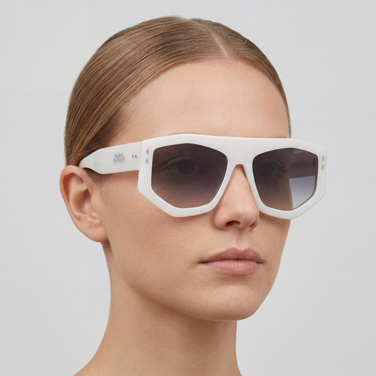 Gafas de sol geométricas para mujer Isabel Marant, color blanco perla y gris, 56 mm, Photo 3