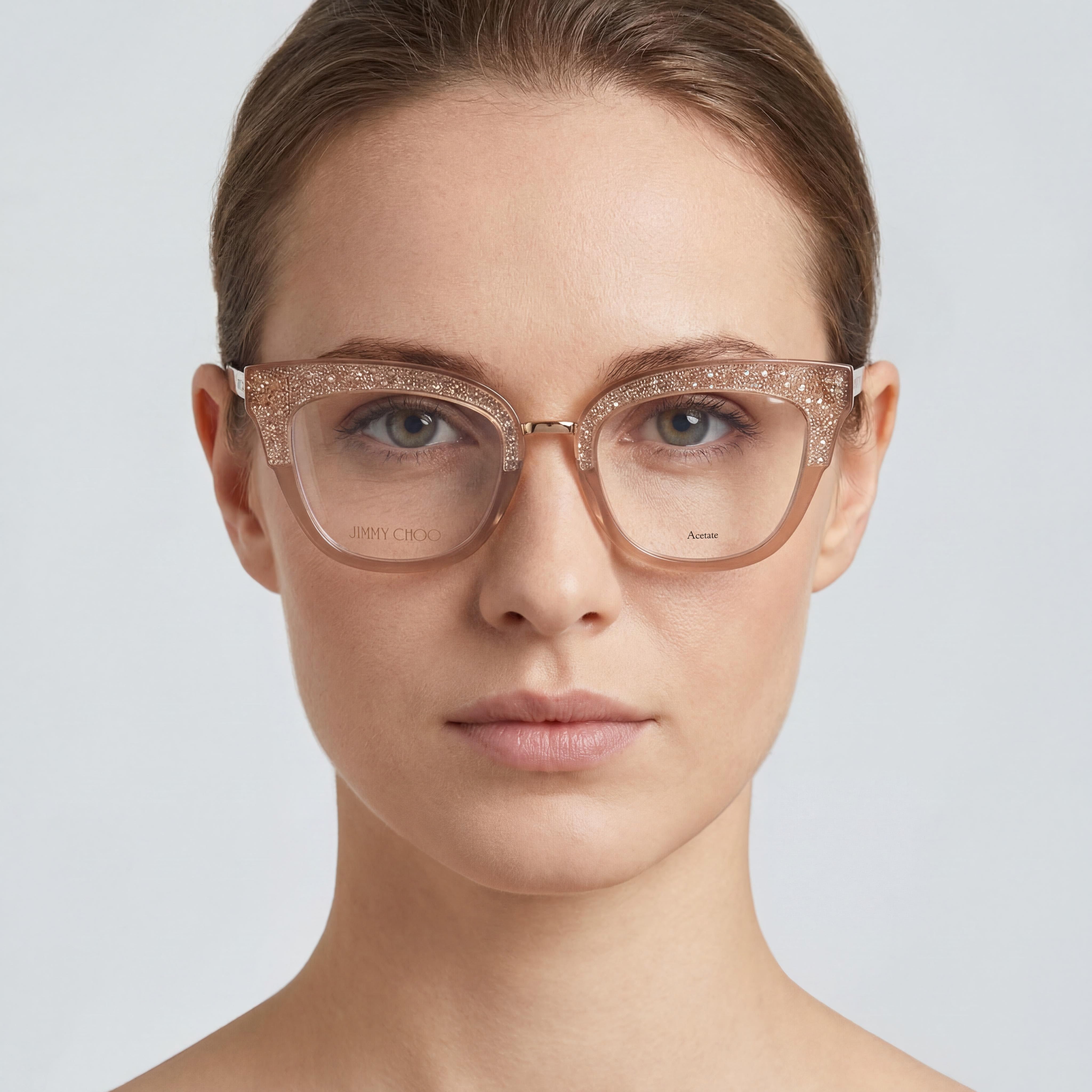 Gafas Jimmy Choo de mujer, ojo de gato, color nude, plástico de 49 mm, Photo 3