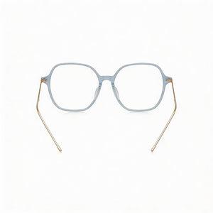 Jimmy Choo Square Eyeglasses Women — side view, Blue Acetate temples