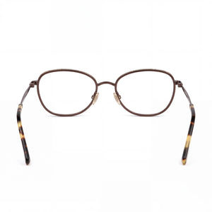 Jimmy Choo Eyewear Oval Eyeglasses Women — side view, Bronze Metal temples