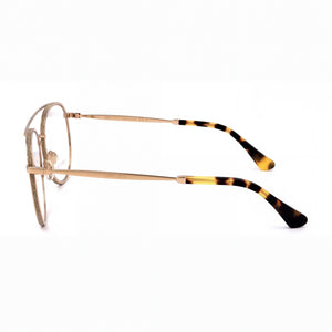 Jimmy Choo Round Eyeglasses Women — side view, Gold Stainless Steel temples