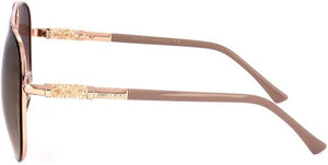 Jimmy Choo GRAY/S 0BKU JL Aviator Sunglasses Women — side view, Gradient Brown Gradient / Gold Flash lens