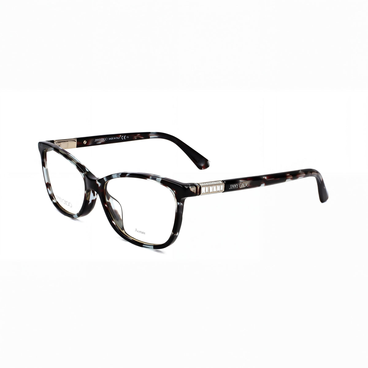 Jimmy Choo Azure Havana Rectangle Eyeglasses for Women, Acetate, Photo 1