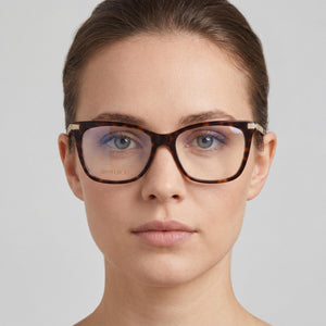 Jimmy Choo Rectangle Eyeglasses for Women — interior view, Polycarbonate demo lenses