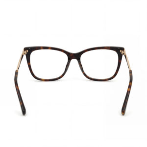 Jimmy Choo Rectangle Eyeglasses Women — side view, Havana Acetate temples