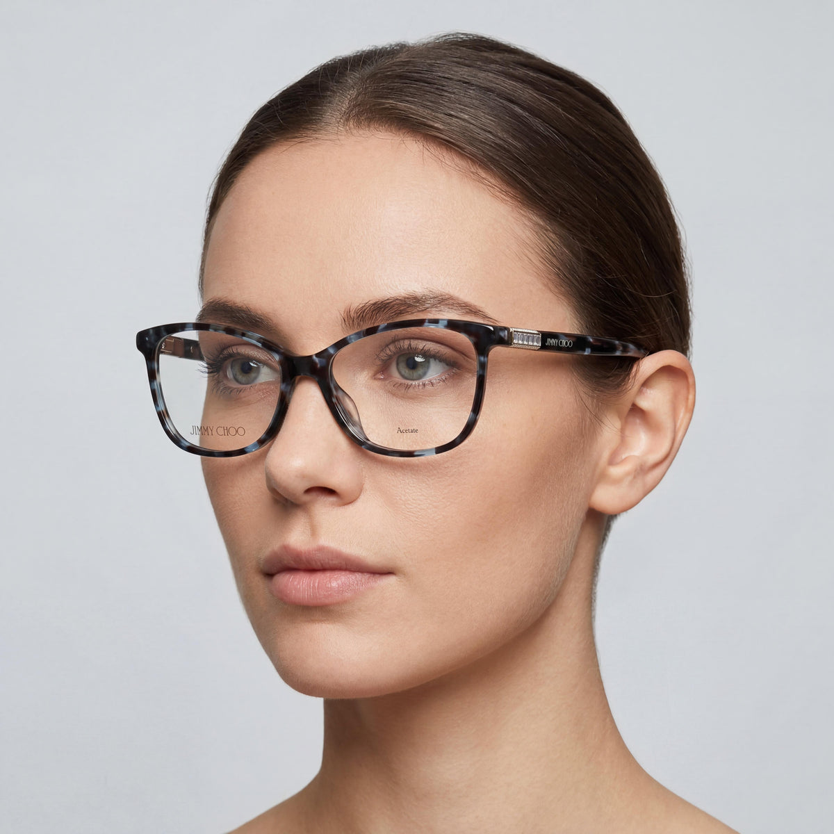 Jimmy Choo Azure Havana Rectangle Eyeglasses for Women, Acetate, Photo 3