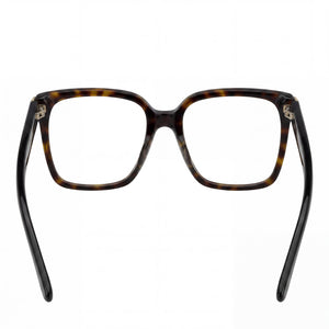 Jimmy Choo Square Eyeglasses Women — side view, Havana Plastic temples