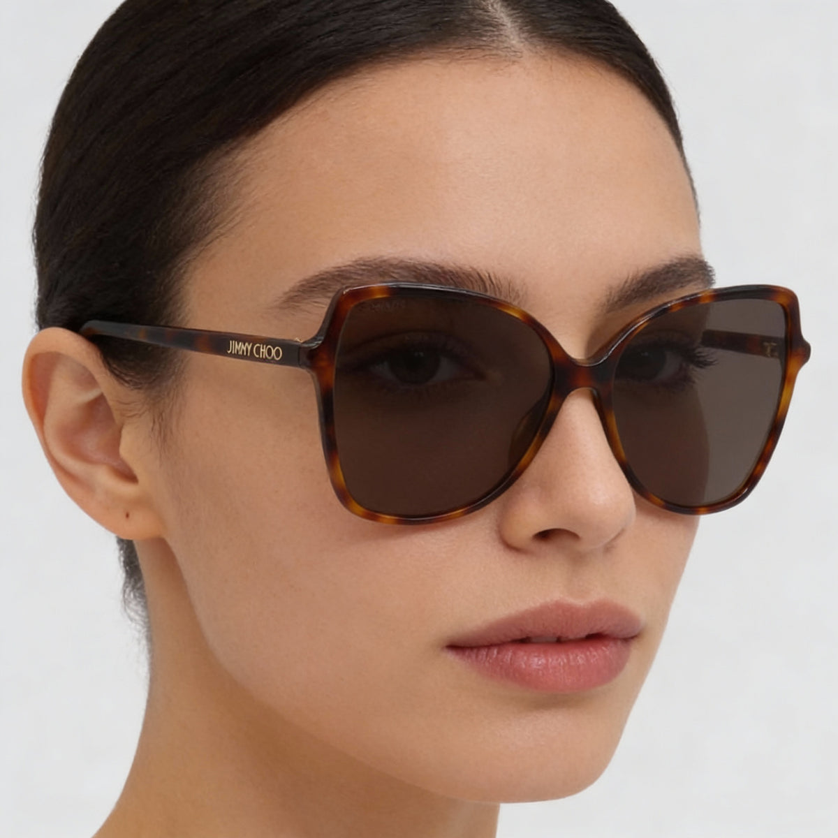 Gafas de sol cuadradas de plástico marrones Jimmy Choo Fede/S para mujer, Photo 3