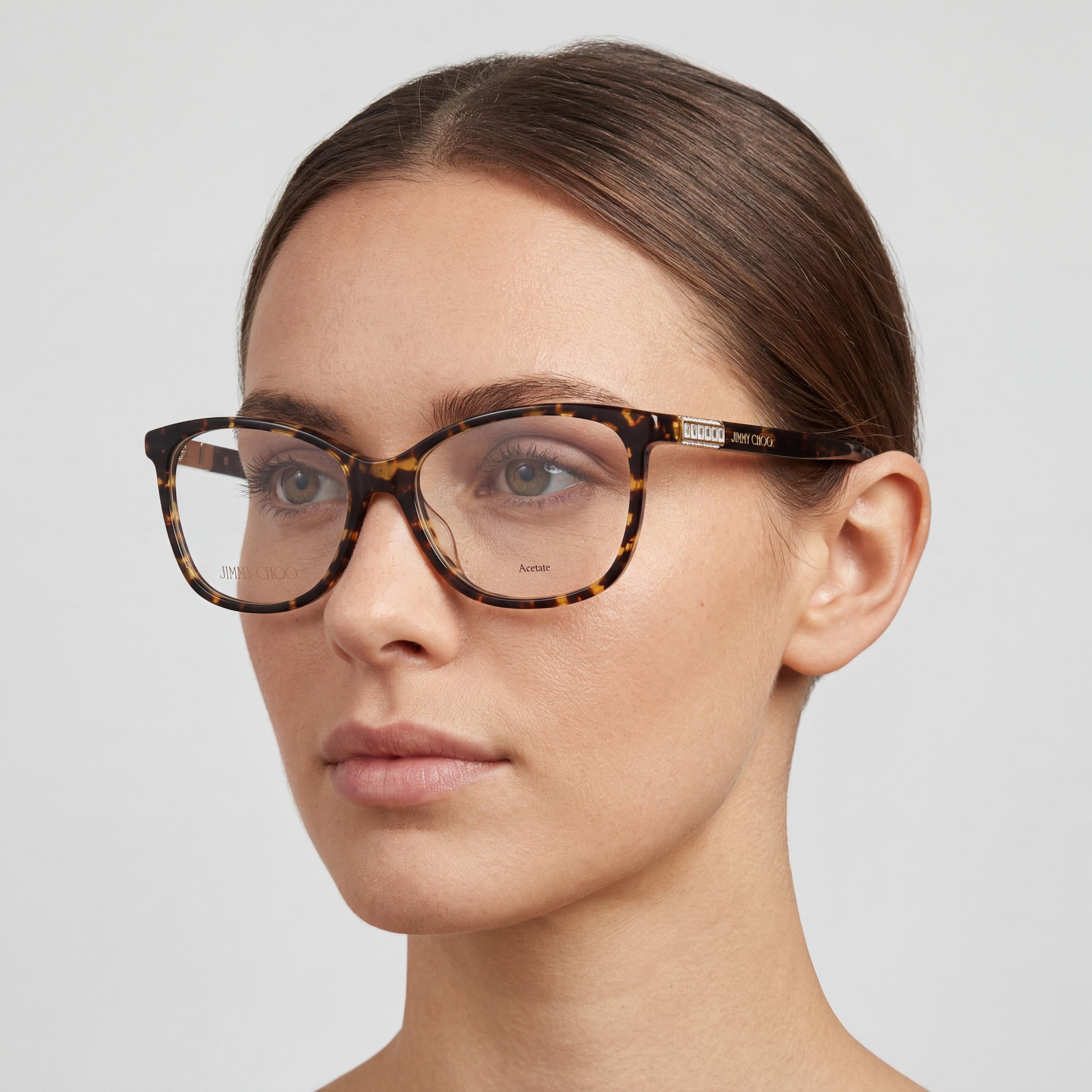 Jimmy Choo JC282/G Havana Rectangle Eyeglasses for Women, Acetate 55mm, Photo 4
