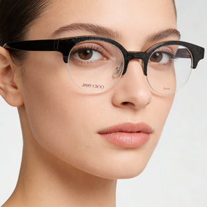 Jimmy Choo Jc60 Round Eyeglasses Women — side view, Gray Plastic temples