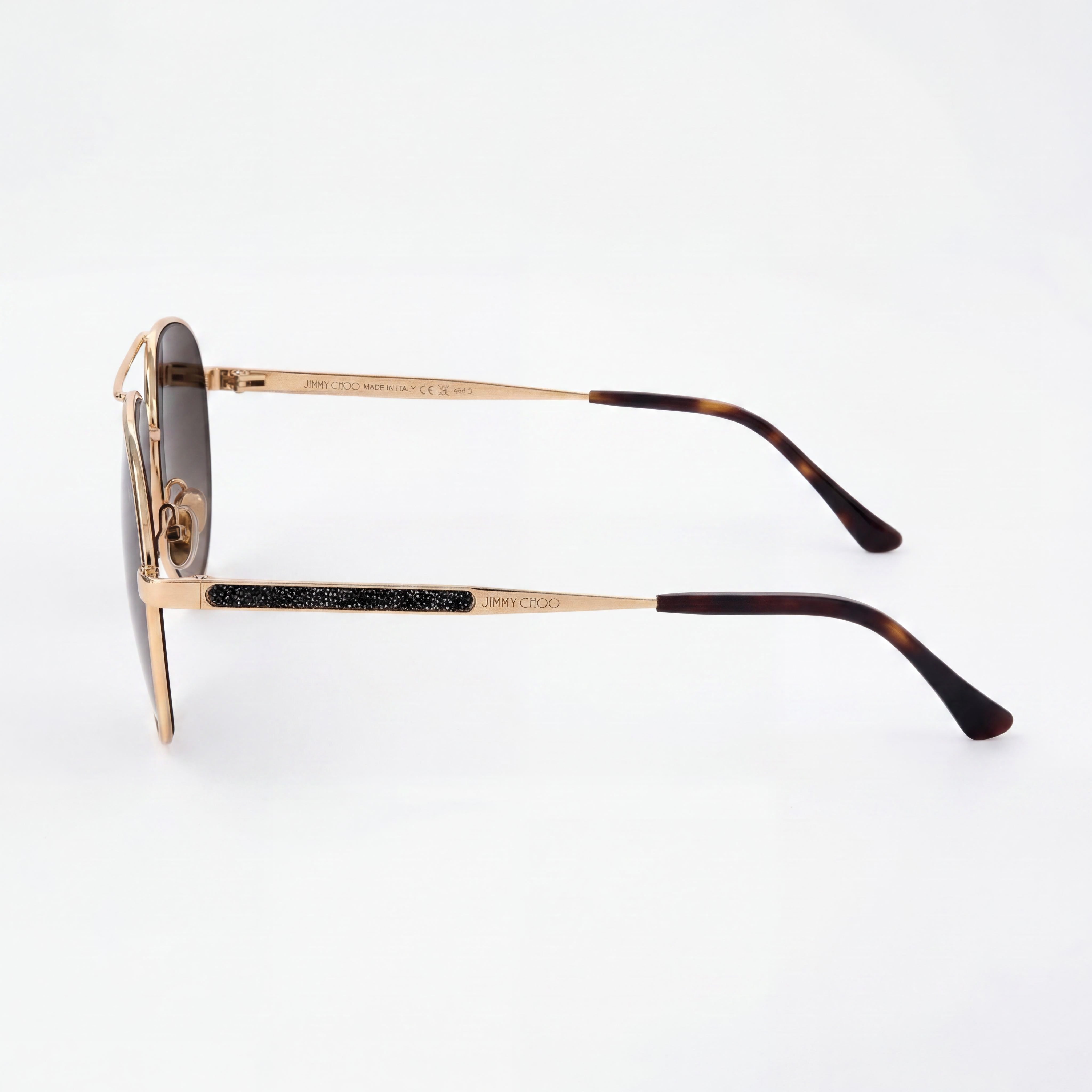 JIMMY CHOO JIMENA/S Gafas de sol de piloto para mujer de acero inoxidable dorado con degradado marrón habano de 60 mm con protección UV, Photo 2