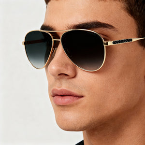 Jimmy Choo JIMENA/S Pilot Sunglasses Unisex — side view, Non-Polarized Dark Grey Shaded lens