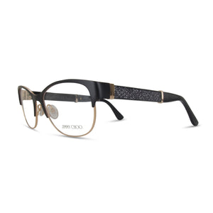 Jimmy Choo Jimmy Choo 180 Black Square Eyeglasses for Women, Stainless Steel/Stainless Steel/Metal frame