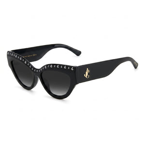 Jimmy Choo Sonja/G/S Black Cat Eye Sunglasses for Women, Black lens