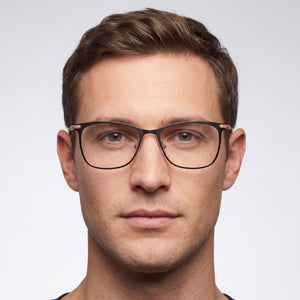 Jones New York J489 Rectangle Eyeglasses for Men — interior view, Plastic demo lenses