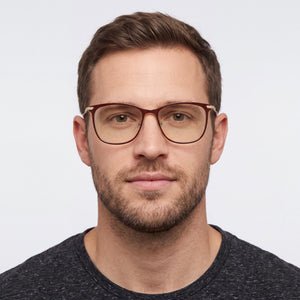 Jones New York J489 Rectangle Eyeglasses Men — side view, Red temples