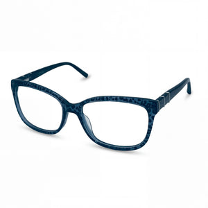Jones New York Rectangle Fashion Blue Leopard Eyeglasses for Men, Plastic frame