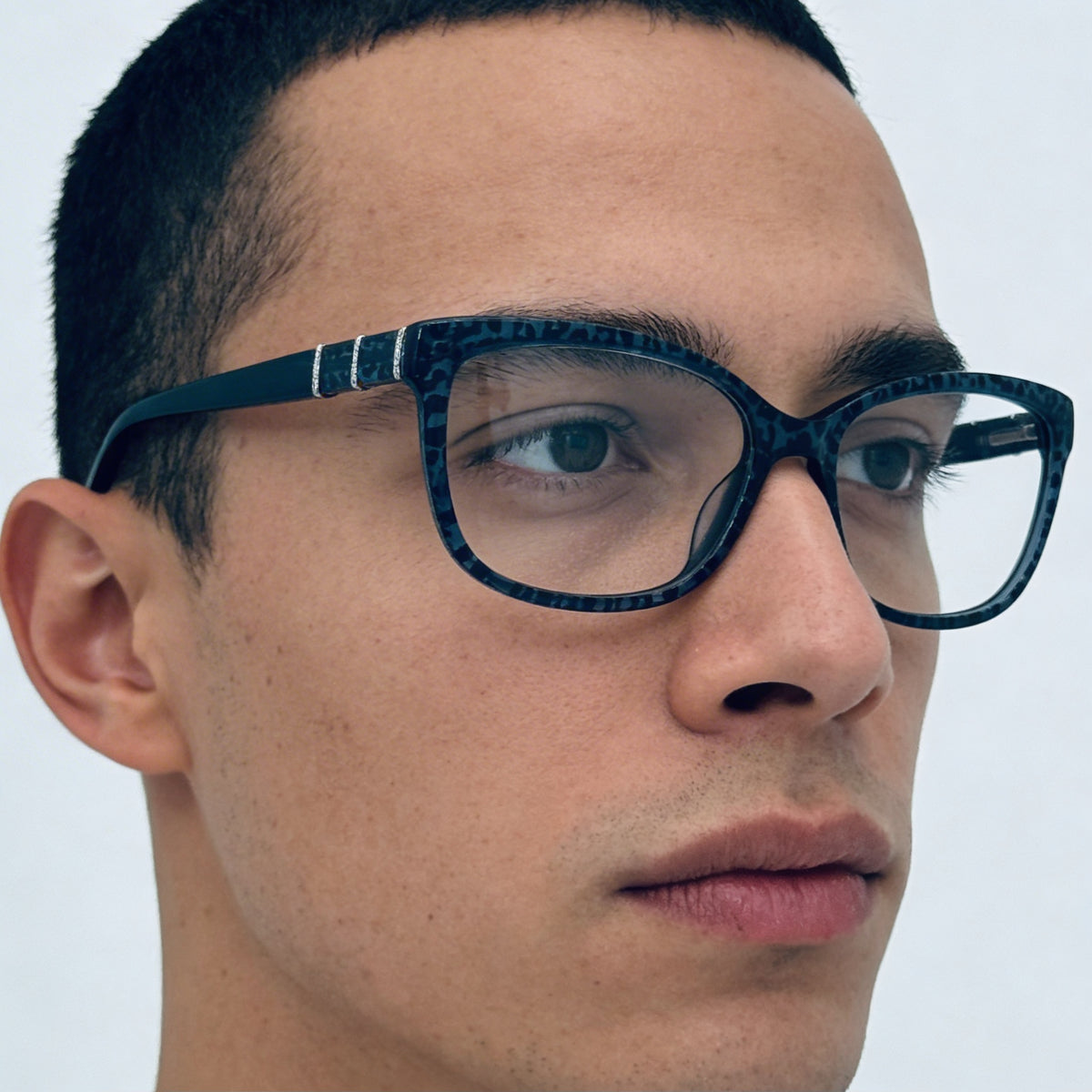 Jones New York Rectangle Blue Leopard Eyeglasses for Men, Photo 4