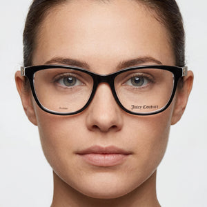 Juicy Couture Contemporary Rectangular Eyeglasses for Women — interior view, Polycarbonate demo lenses